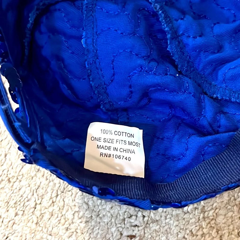 Blue Sequin Cap. 100% Cotton NWOT
